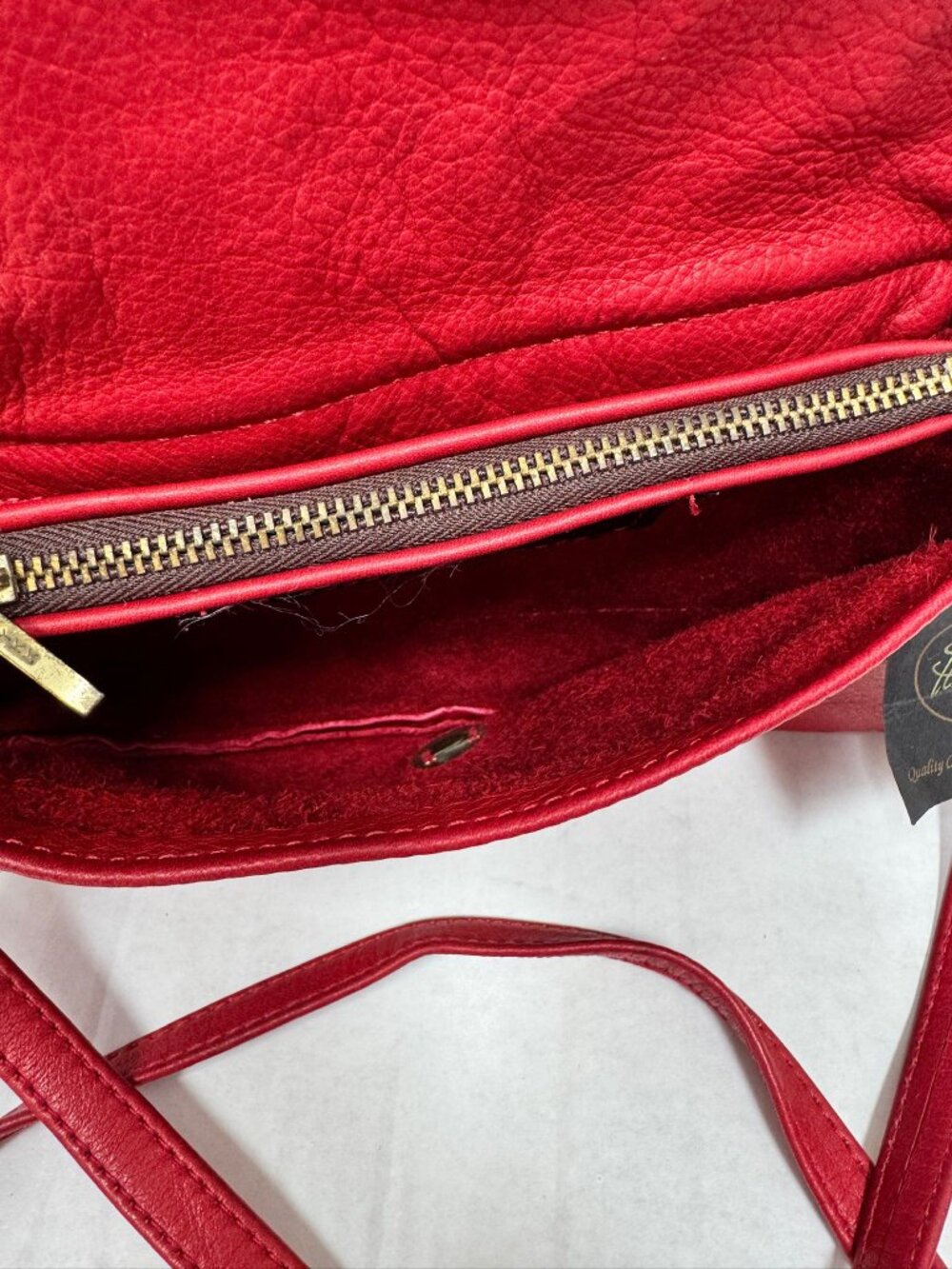 Morven Leather Designs Red Leather Crossbody Purse Handmade USA Copley Ohio - Picture 3 of 10